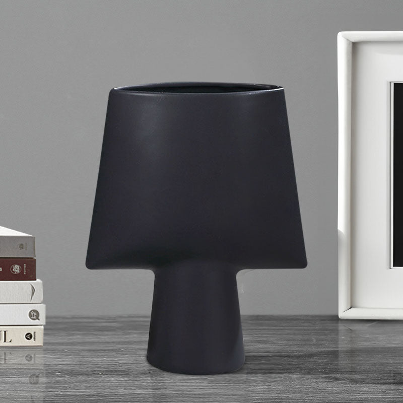 SOGA 2X 21x25.5cm Small Black Geometric Ceramic Vases – Decorative Flower Pots
