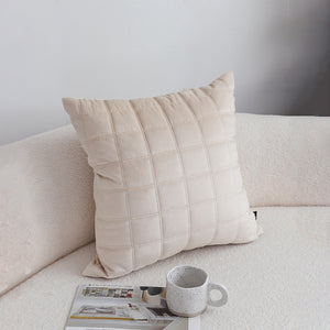 SOGA 2X 50cm Beige Quilted Grid Pattern Decorative Throw Pillow