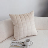 SOGA 2X 50cm Beige Quilted Grid Pattern Decorative Throw Pillow