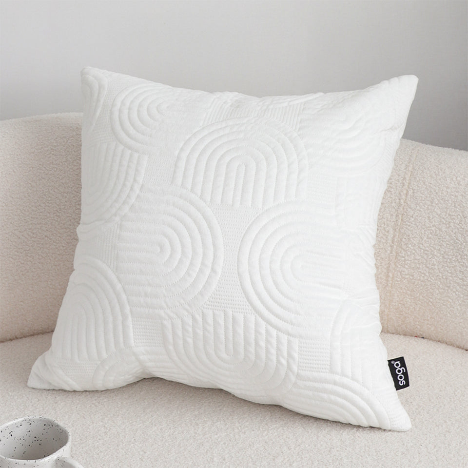 SOGA 2X 50cm White Textured Geometric Pattern Decorative Throw Pillow