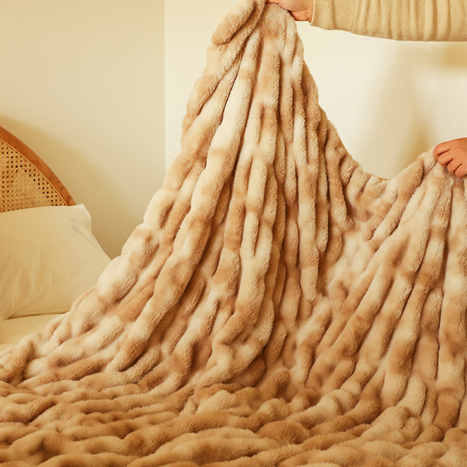SOGA 2X 150x200cm Throw Blanket Camel Brown Double Layer Rabbit Fur Cozy Comfort with Stylish Decor