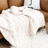 SOGA 2X 200x230cm Throw Blanket White Chenille Fleece Knitted Fabric on One Side Soft Suede