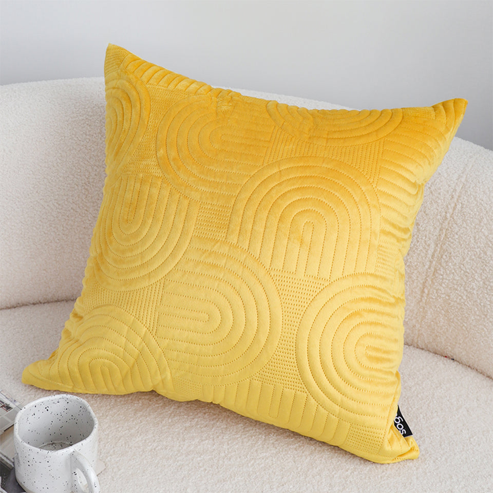 SOGA 2X 50cm Yellow Textured Geometric Pattern Decorative Throw Pillow