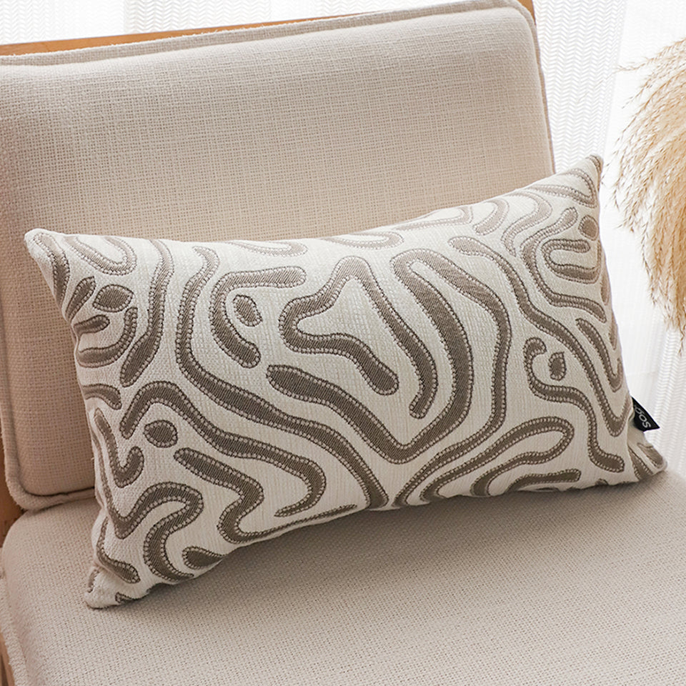 SOGA 2X 30cm Gray White Abstract Swirl Pattern Decorative Throw Pillow