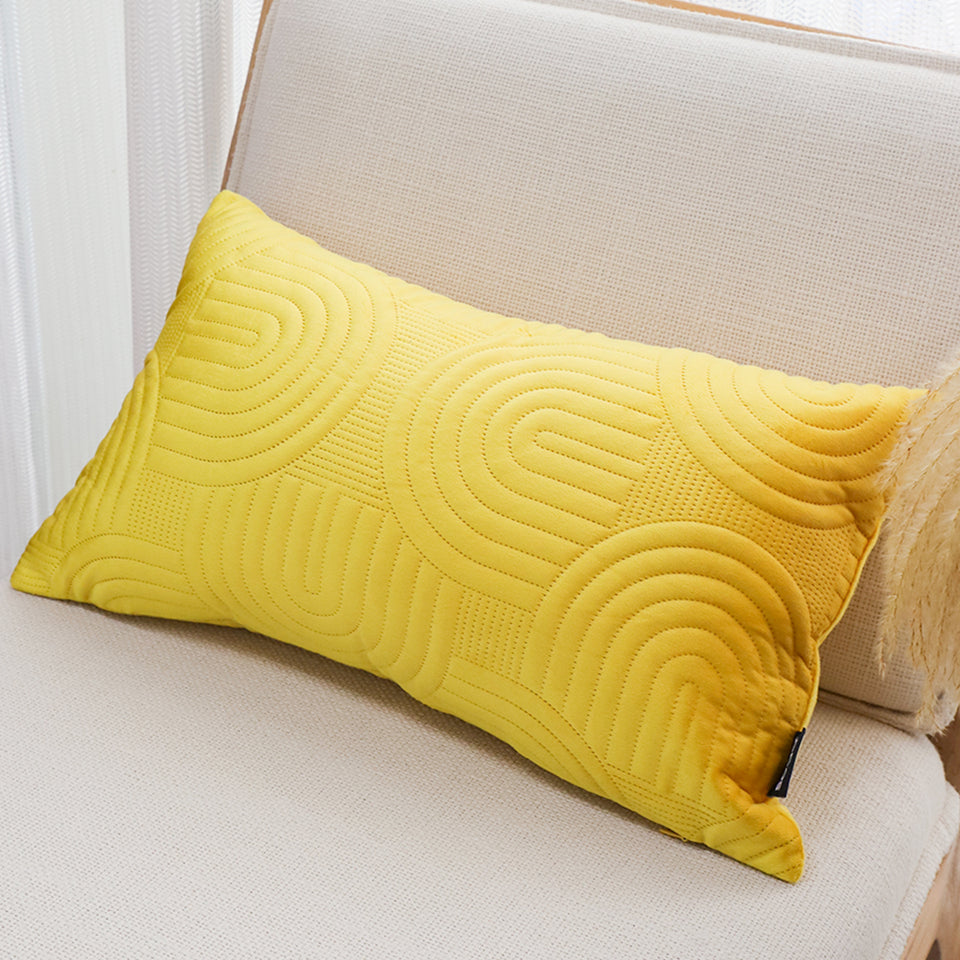 SOGA 2X 30cm Yellow Textured Geometric Pattern Decorative Throw Pillow