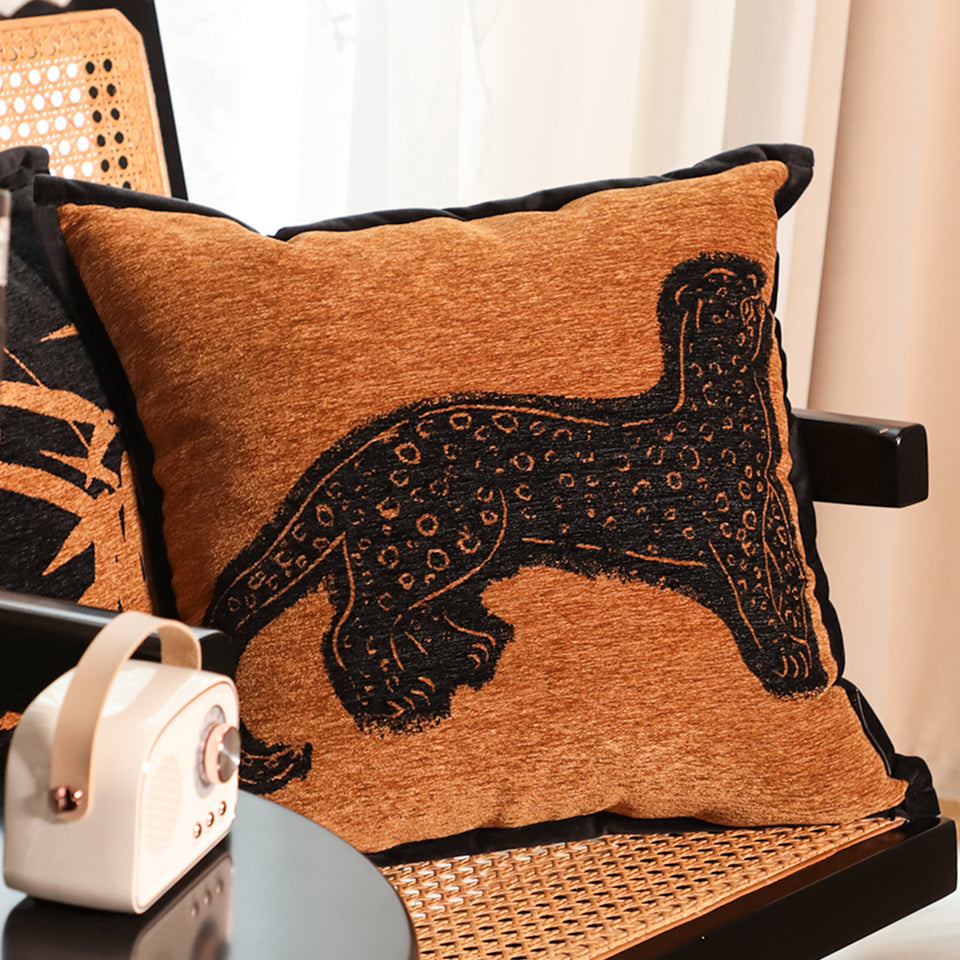 SOGA 2X 45cm Stylish Golden Yellow Black Leopard Pattern Throw Pillow