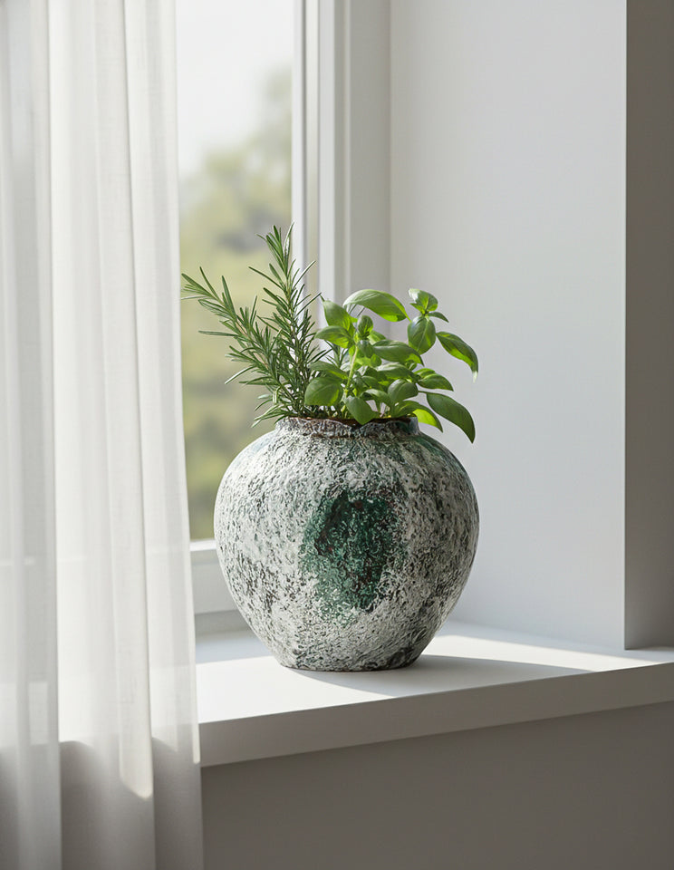 SOGA 21x22cm Green Small Ceramic Flower Vase Elegant Living Room Home Decor