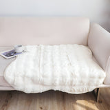 SOGA One-seater White Faux Fur Throw Blanket 90x90cm Polyester