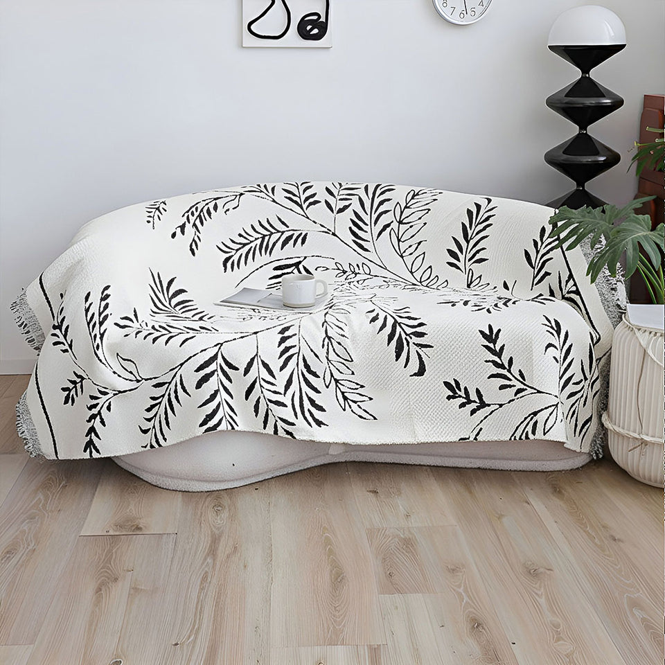 SOGA One-seater White Sofa Cover Leaf Print 130x180cm Polyester