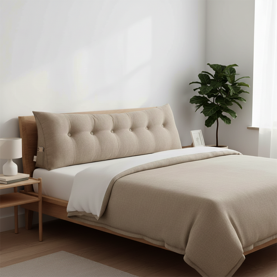 SOGA 2X 180cm Beige Triangular Wedge Bed Pillow Headboard Backrest Bedside Tatami Cushion Home Decor
