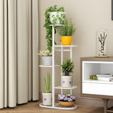 SOGA 8-Tier 9-Pot White Metal Plant Rack Flowerpot Display Stand