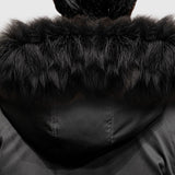 SOGA Black Winter Fur Hooded Down Jacket Stylish Lightweight Quilted Warm Puffer Coat