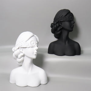 SOGA 36cm White Resin Sculpture Blindfold Lady Bust Design for Home Decor