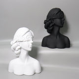 SOGA 36cm White Resin Sculpture Blindfold Lady Bust Design for Home Decor