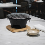 SOGA Large Cast Iron Round Stove Charcoal Table Net Grill Japanese Style BBQ Picnic Camping with Wooden Board