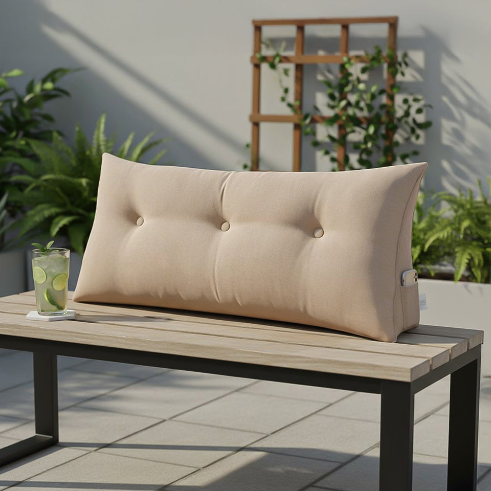 SOGA 4X 100cm Beige Triangular Wedge Bed Pillow Headboard Backrest Bedside Tatami Cushion Home Decor