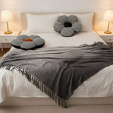 SOGA Home & Living Bundle – Black Flower Floor Pillows & Star Grey Gradient Tassel Blanket