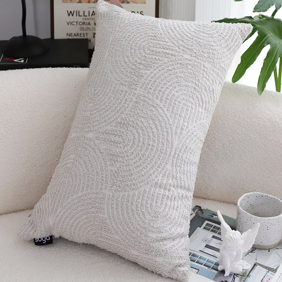SOGA 2X 35cm Throw Pillow Off White Lumbar Embroidered Decorative Cover Stitch for Home Decor