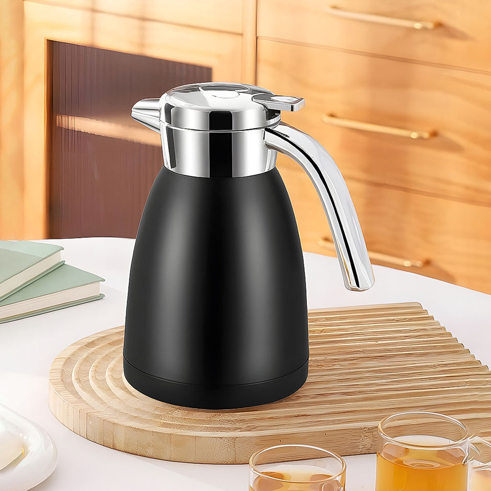 SOGA 1.2L Stainless Steel Water Bottle Insulated Vacuum Flask Coffee Jug Thermal Black