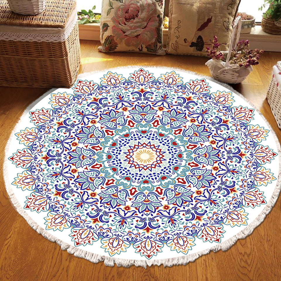 SOGA 120cm Mandala Round Area Thick Anti-slip Doormat, Home Decor