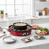 SOGA Kitchenware Bundle – 2-in-1 Electric Hot Pot BBQ Grill with Silver Grilling Plate & Sauce Pan