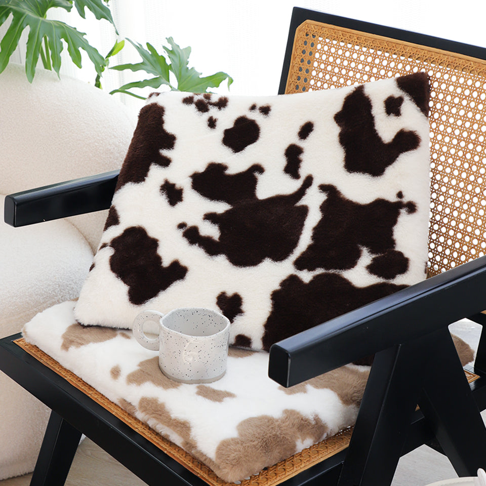 SOGA Coffee Cowhide Square Cushion Soft Leaning Plush Backrest Throw Seat Pillow
