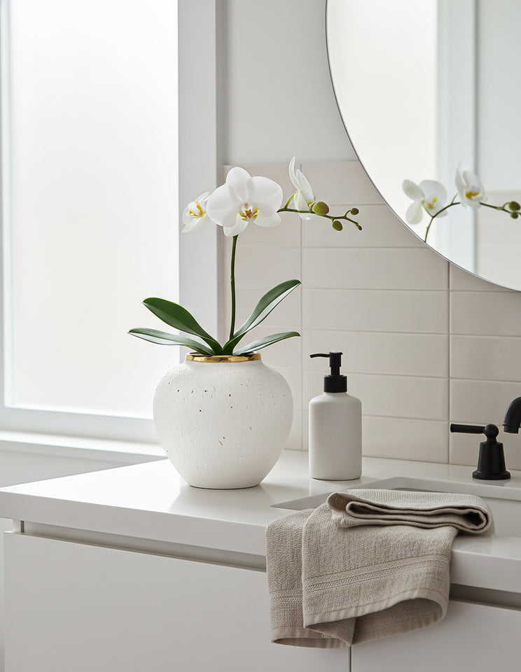 SOGA 21x22cm Plain White Small Ceramic Flower Vase Elegant Living Room Home Decor