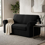 SOGA 2-Seater Black Sofa Cover Couch Protector High Stretch Lounge Slipcover Home Decor