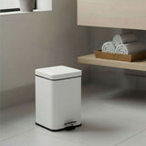 SOGA 4X Foot Pedal Stainless Steel Rubbish Recycling Garbage Waste Trash Bin Square 6L White