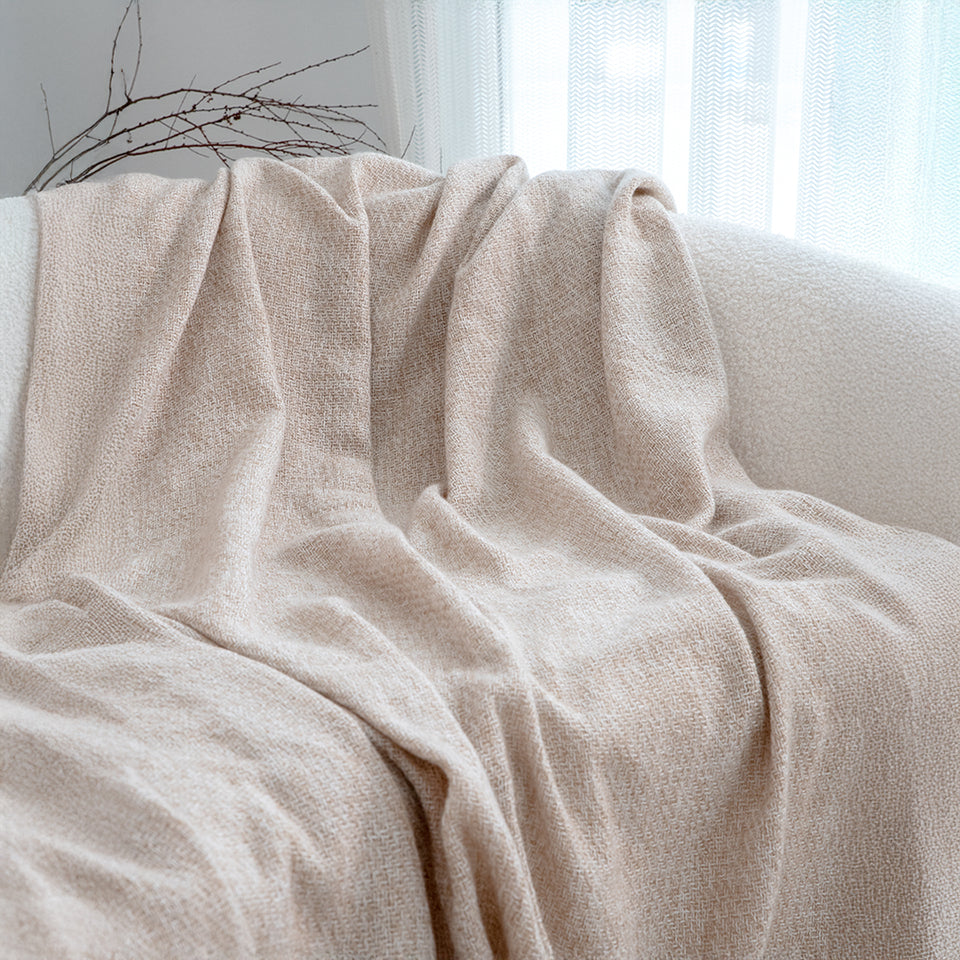 SOGA 130x190cm Earth Tone Blanket – Houndstooth Tassel Throw