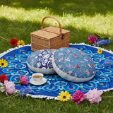 SOGA Home & Living Bundle – Polyester-Cotton Pillows & Blue Mandala Round Carpet Decor