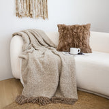 SOGA 160x200cm Coffee Blanket – Vintage Tassel Throw for Rustic Comfort