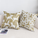 SOGA 50cm Vintage Olive Green White Horse Pattern Throw Pillow
