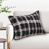 SOGA 2X 35cm Modern Plaid Pattern Blush Pink Gray Decorative Throw Pillow