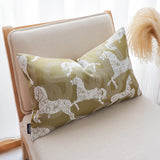 SOGA 35cm Vintage Olive Green White Horse Pattern Throw Pillow