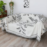 SOGA Two-seater White Sofa Cover Leaf Print 180x260cm Polyester