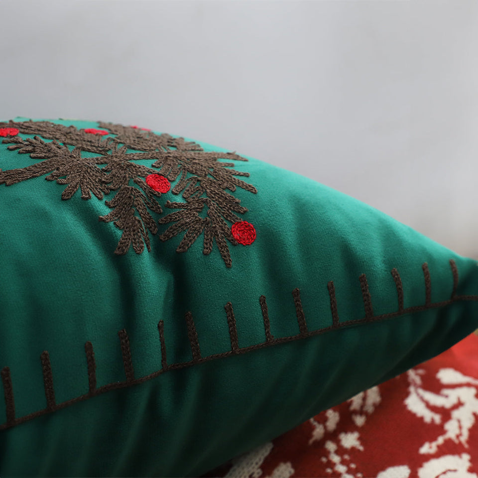SOGA 45cm Green Christmas Tree Embroidered Throw Pillow