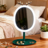 SOGA Green Antler LED Light Makeup Mirror Tabletop Vanity Home Decor