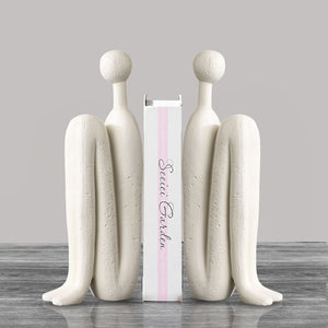 SOGA 10x28cm Ornament Modern Stickman Art Sculpture Minimalist Resin Statue Round Head for Home Decor and Bookend