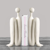 SOGA 10x28cm Ornament Modern Stickman Art Sculpture Minimalist Resin Statue Round Head for Home Decor and Bookend