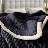 SOGA 2X Black Throw Blanket Warm Cozy Double Sided Thick Flannel Coverlet Fleece Bed Sofa Comforter