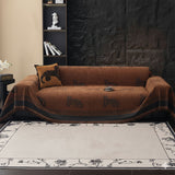 SOGA Three-seater Brown Sofa Cover Leopard Print 180x340cm Polyester