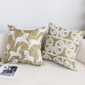 SOGA 2X 50cm Vintage Olive Green White Horse Pattern Throw Pillow