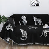 SOGA Two-seater Black Sofa Cover Leopard Print 180x260cm Polyester