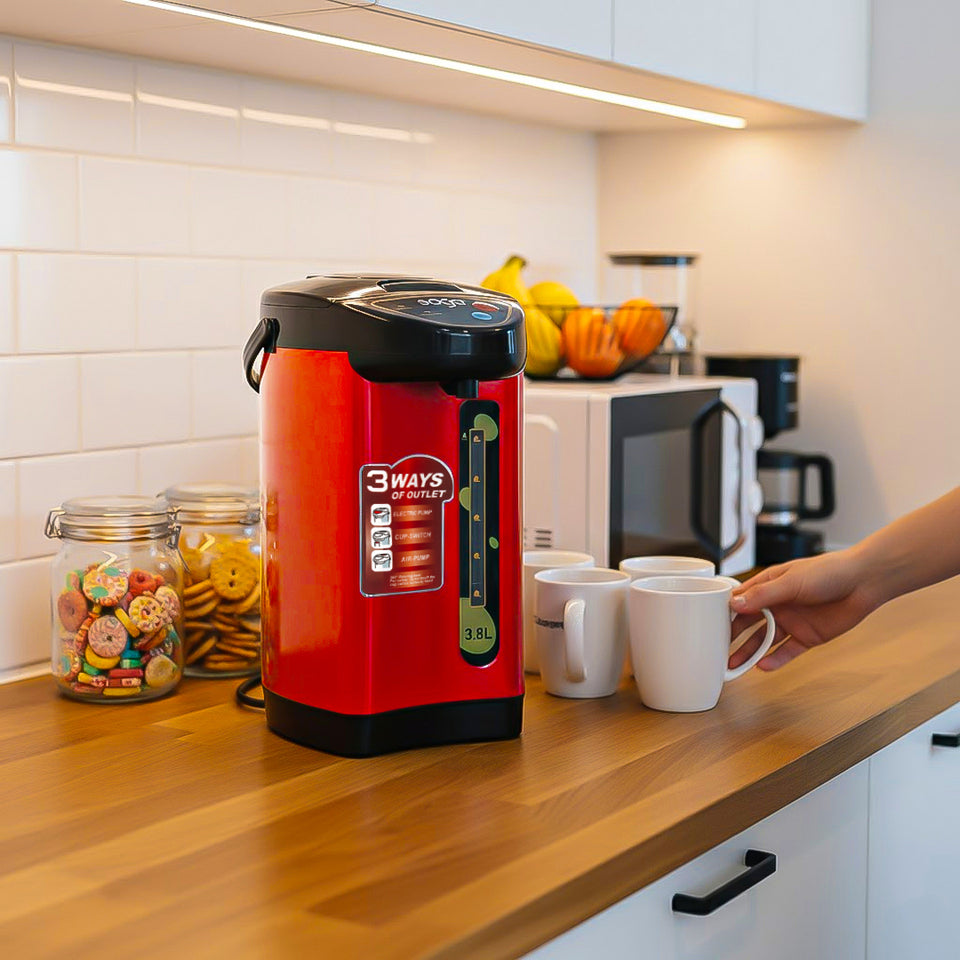 SOGA 2X 3.8L Red Stainless Steel Electric Kettle Water Boiler with 3 Dispensing Modes