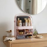 SOGA 2X 3 Tier Pink Countertop Makeup Cosmetic Storage Organiser Skincare Holder Jewelry Storage Box with Handle
