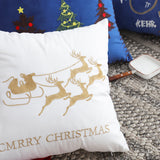 SOGA 2-Pack 45cm White & Gold Christmas Sleigh Throw Pillows