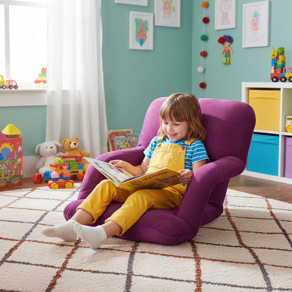 SOGA 2X Foldable Lounge Cushion Adjustable Floor Lazy Recliner Chair with Armrest - Magenta