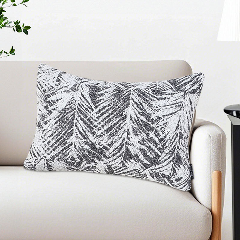 SOGA 35cm Modern Charcoal Palm Leaf Print Contemporary Throw Pillow