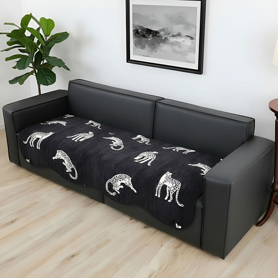 SOGA Four-Seater Black Leopard Print 90x260cm Throw Blanket Sofa Cover